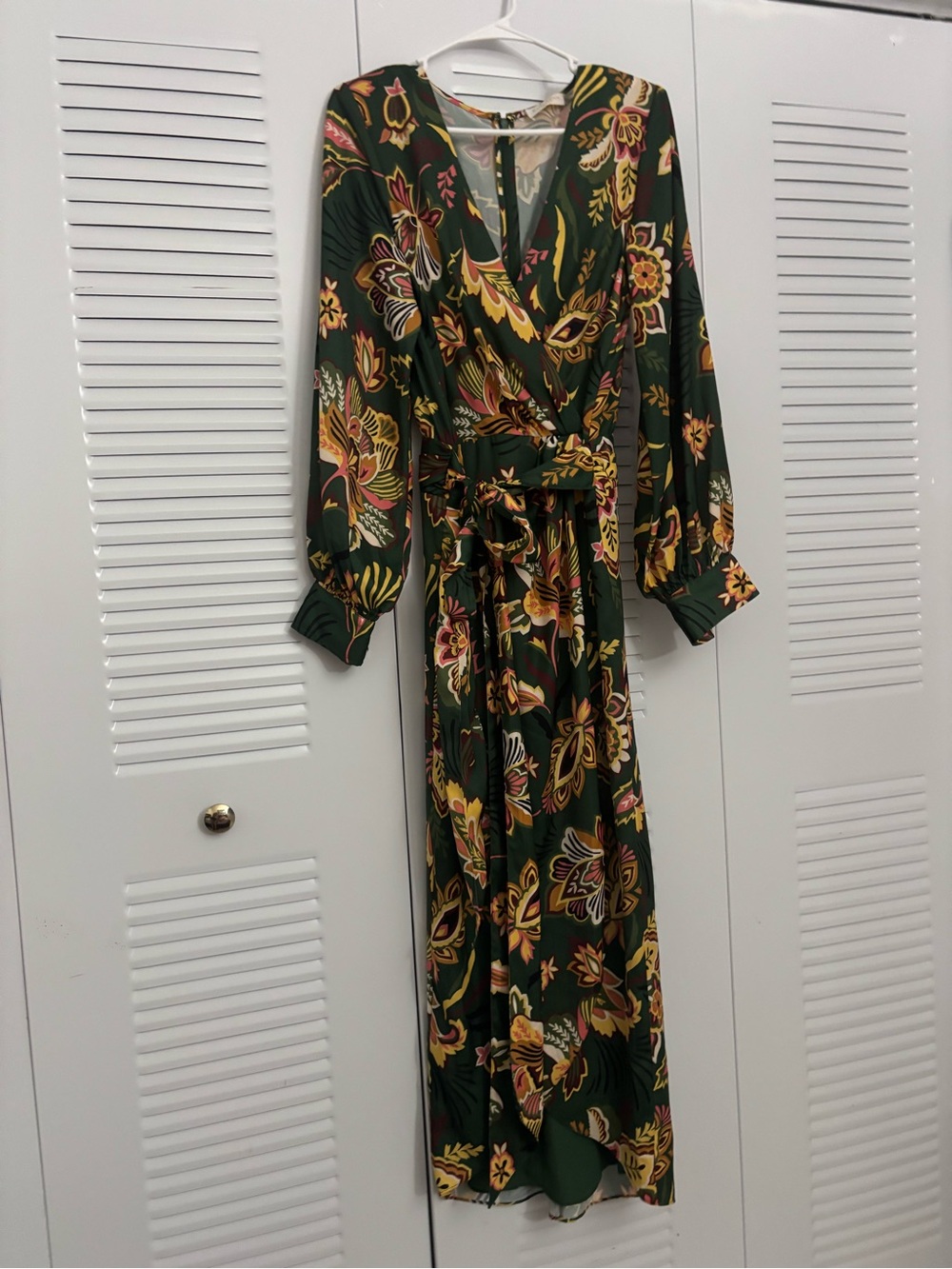 Ramy Brook Olive Green Floral Wrap Midi Dress - Picture 3 of 5